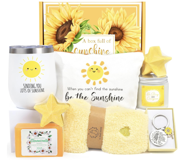 Get Well Soon Gift Baskets for Women, 9pcs Care Package for Women, After Surgery Recovery Gifts, Feel Better Set Thinking Of You - Sending You Hug Sunshine Box for Sick Friend